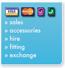 Sales, accessories, hire, fitting and exchange